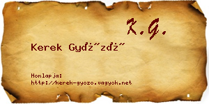 Kerek Győző névjegykártya